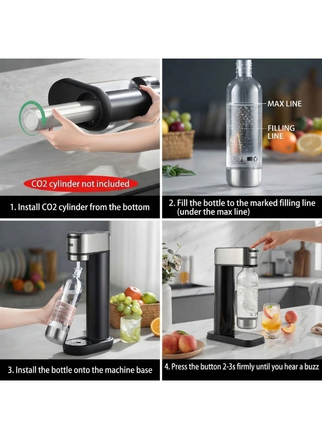 epicarma Soda Maker Sparkling Water Machine with 900ml BPA-Free Carbonating Bottle, Homemade Fizzy Drink Maker, DIY Soda Carbonator for Fresh Sparkling Water, Soft Drink Beverage Maker for Home & Kitchen (CO₂ Cylinder Not Included) - Image 4