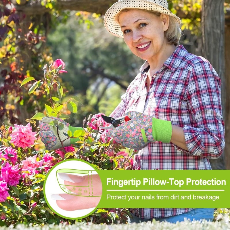 Ainiv Floral Gardening Gloves for Women/Ladies, Non-Slip Garden Work Gloves,Breathable Yard Work Glove Light Working Gloves - Image 2