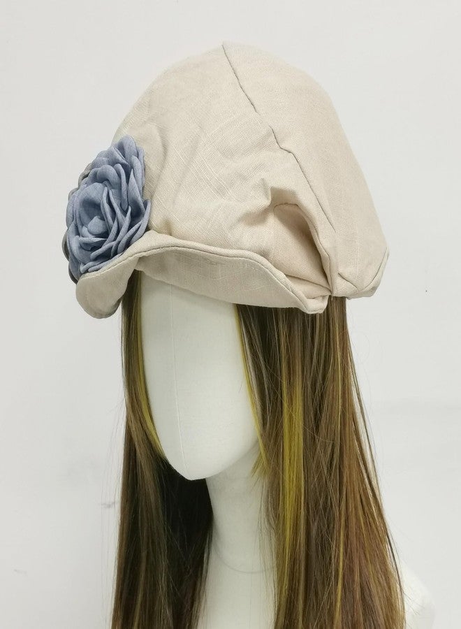 ZARSIO Women's Linen Newsboy Cap, Breathable Summer Beret Hat French Artist Painter Beret Beige - Image 5