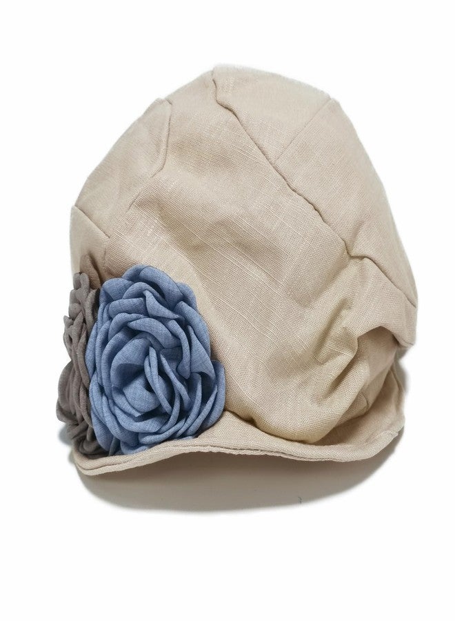 ZARSIO Women's Linen Newsboy Cap, Breathable Summer Beret Hat French Artist Painter Beret Beige - Image 3