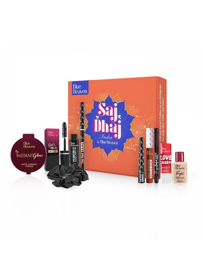 Blue Heaven Saj Dhaj Festive Makeup Kit for women- Vanilla, Pack of 10 | Full face Makeup kit, Fair Tone combo, 19g+26.3ml - Image 1