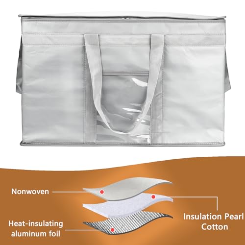 Yalin XXXL Large Insulated Cooler Bag, Styrofoam Cooler of Keep Food Hot or Cold, Reusable Double Zipper Food Delivery Bag for Grocery Shopping, 23" L x 15" H x 14" W - Image 4