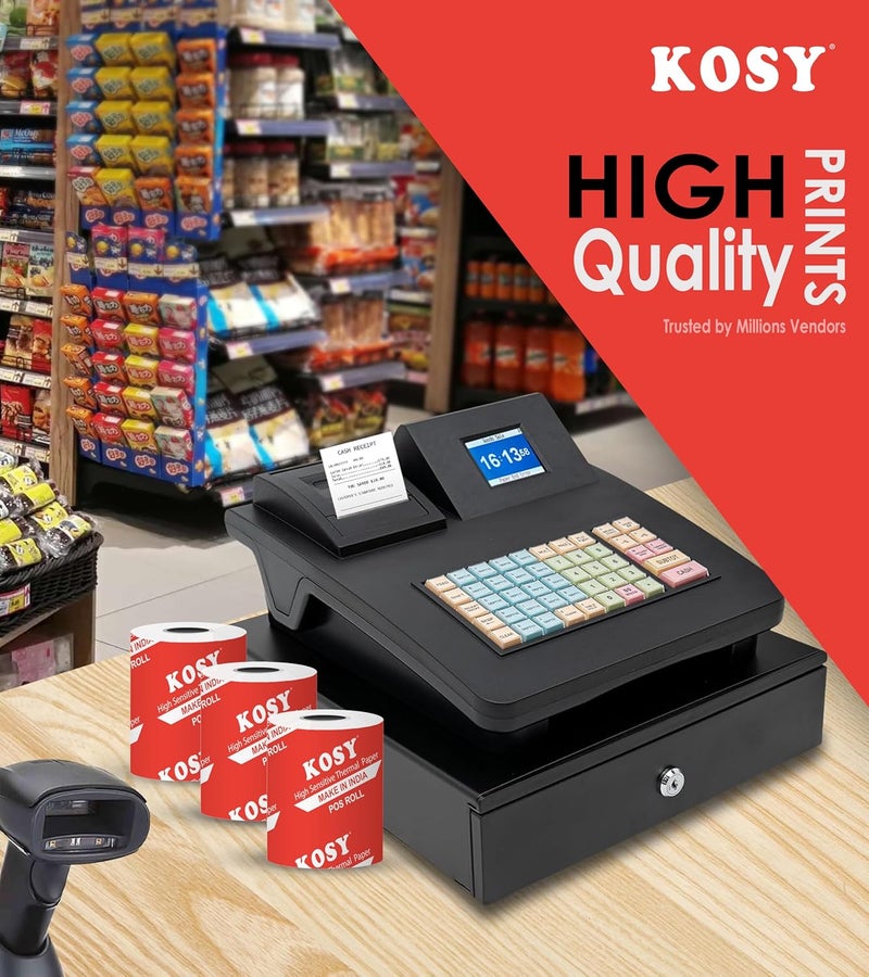 KOSY 80mm (3 Inch) BPA-Free Thermal Paper Rolls for POS Machine | Pack Of 9 | 3 Inch Receipt Paper Roll Compatible with Mini Thermal Printer & POS Machine, EDC Machine, Cash Register, ATM & More - Image 5