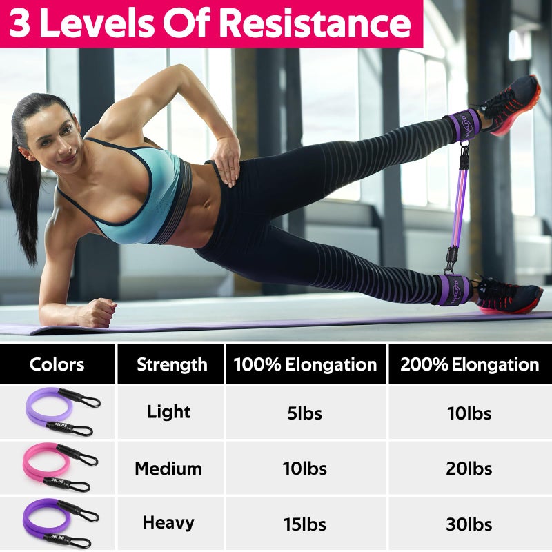 WALITO Ankle Resistance Bands with Cuffs, Ankle Bands for Working Out, Ankle Straps for Women, Exercise Bands for Legs and Butt, Booty Workout Equipment for Kickbacks Hip Fitness Training - Image 4