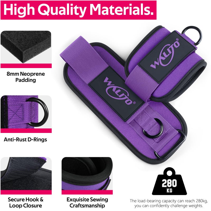 WALITO Ankle Resistance Bands with Cuffs, Ankle Bands for Working Out, Ankle Straps for Women, Exercise Bands for Legs and Butt, Booty Workout Equipment for Kickbacks Hip Fitness Training - Image 2