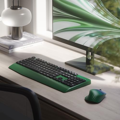 MPTOG Ergonomic Keyboard and Mouse Combo with Wrist Rest, BK Chipset, Full-Size Colorful Office Keyboard and Mouse, Power Button, USB Receiver for PC Laptop(Dark-Green Black) - Image 2