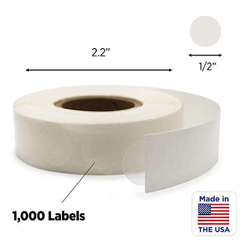 ChromaLabel 0.50 inch Round Label Clear Transparent Dot Stickers, 1000 Labels per Roll, Non-Perforated - Image 2