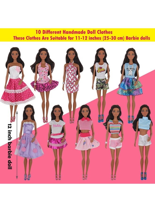 ZTWEDEN 90Pcs Doll Clothes and Accessories for 11.5 Inch Girl Dolls Set Contain 10 Different Handmade Party Doll Grown Outfits, 1 Handmade Wedding Dress, 1 Mermaid Dress, 78 Accessories for Girl Doll - Image 3