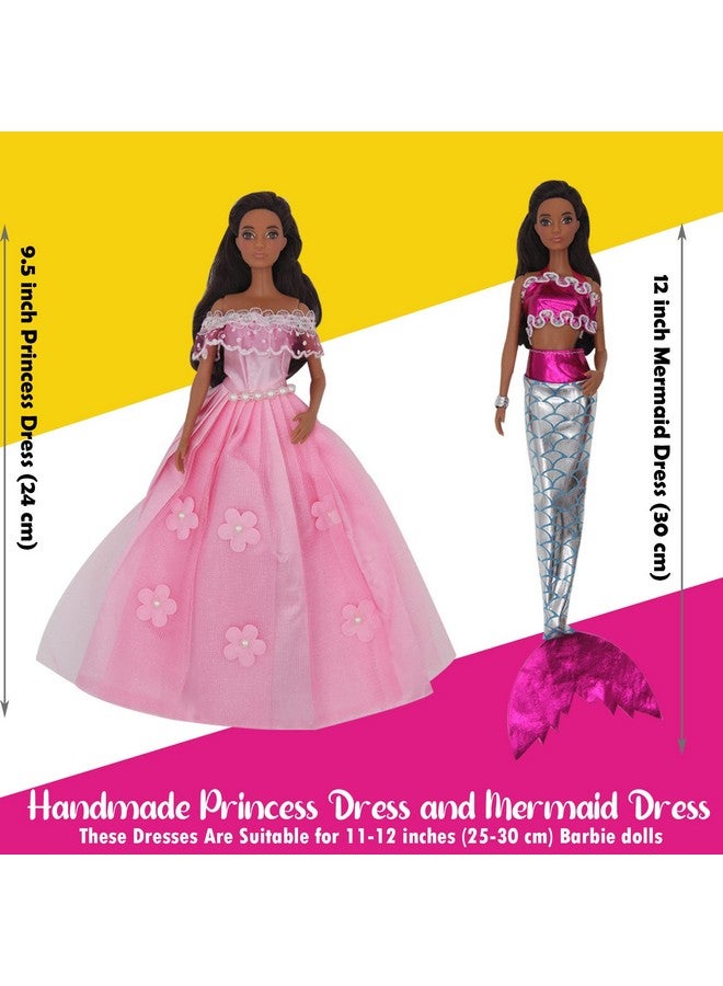ZTWEDEN 90Pcs Doll Clothes and Accessories for 11.5 Inch Girl Dolls Set Contain 10 Different Handmade Party Doll Grown Outfits, 1 Handmade Wedding Dress, 1 Mermaid Dress, 78 Accessories for Girl Doll - Image 4