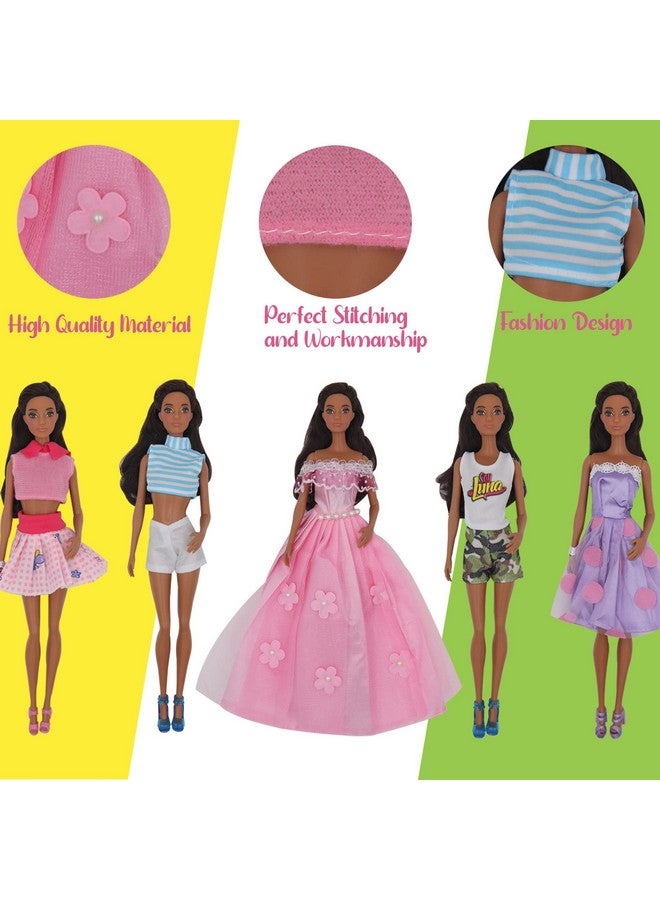 ZTWEDEN 90Pcs Doll Clothes and Accessories for 11.5 Inch Girl Dolls Set Contain 10 Different Handmade Party Doll Grown Outfits, 1 Handmade Wedding Dress, 1 Mermaid Dress, 78 Accessories for Girl Doll - Image 5