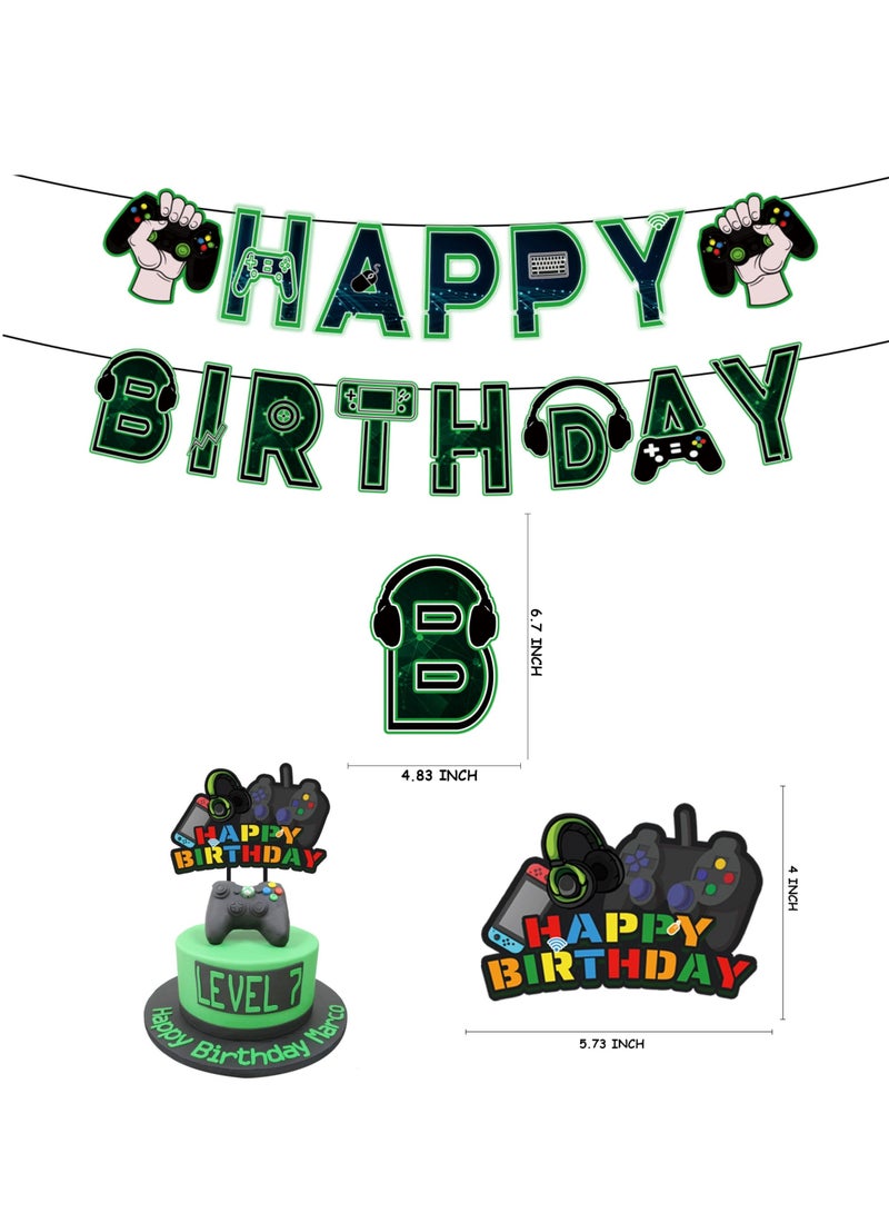 KASTWAVE Green Video Game Console Party Supplies, Game Theme Decorations, Boys Game Birthday Party Supplies, Video Game Console Theme Party Set with Birthday Banner, Theme Balloons, Cake Decoration - Image 3