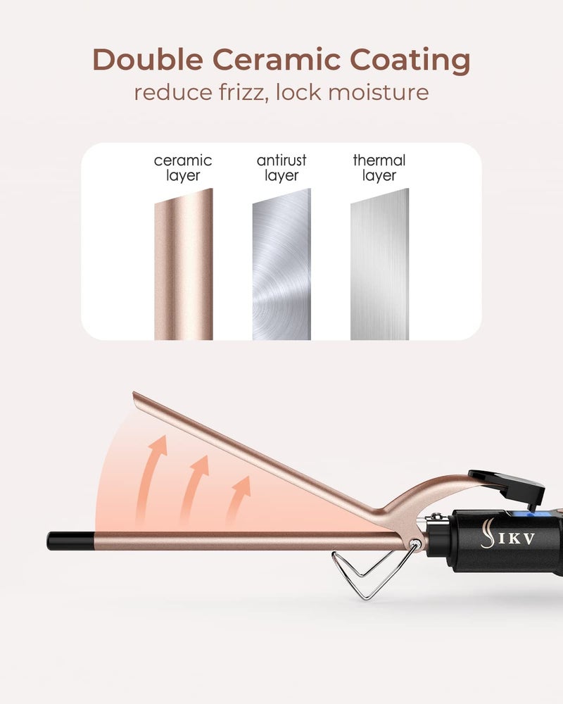 IKV Small Curling Iron 3/8 Inch, Thin Curling Wand for Short Hair, 9mm Long Barrel Ceramic Hair Curling Iron - Image 4