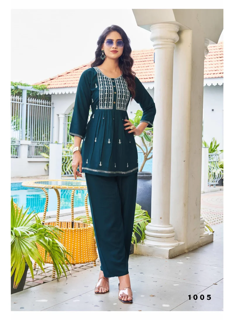 أميا Designer Rayon Slub Co Ord Set