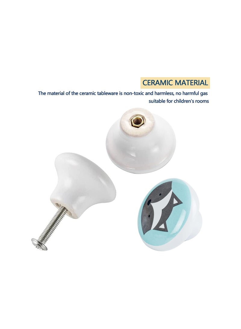 SOLARAE Cute Ceramic Cartoon Animal Drawer Pulls, Cabinet Knobs Round Furniture Handle with Screws, for Drawer, Cupboard, Dresser, Door, Kids Room Study Room  (6-Pack) - Image 4
