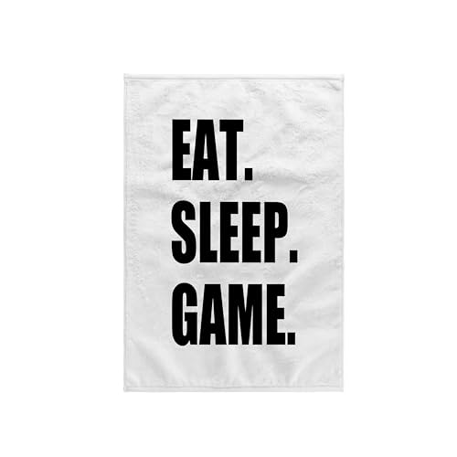 3DROSE 3D Rose Eat Sleep Game Fun Gifts Black Text Video pro Gamer TWL_180406_1 Towel, 15" x 22" - Image 1