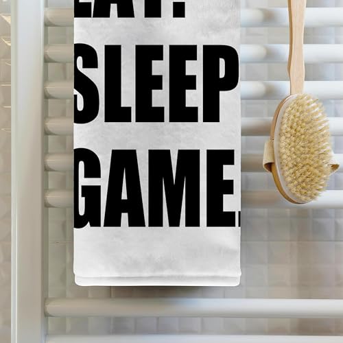3DROSE 3D Rose Eat Sleep Game Fun Gifts Black Text Video pro Gamer TWL_180406_1 Towel, 15" x 22" - Image 2
