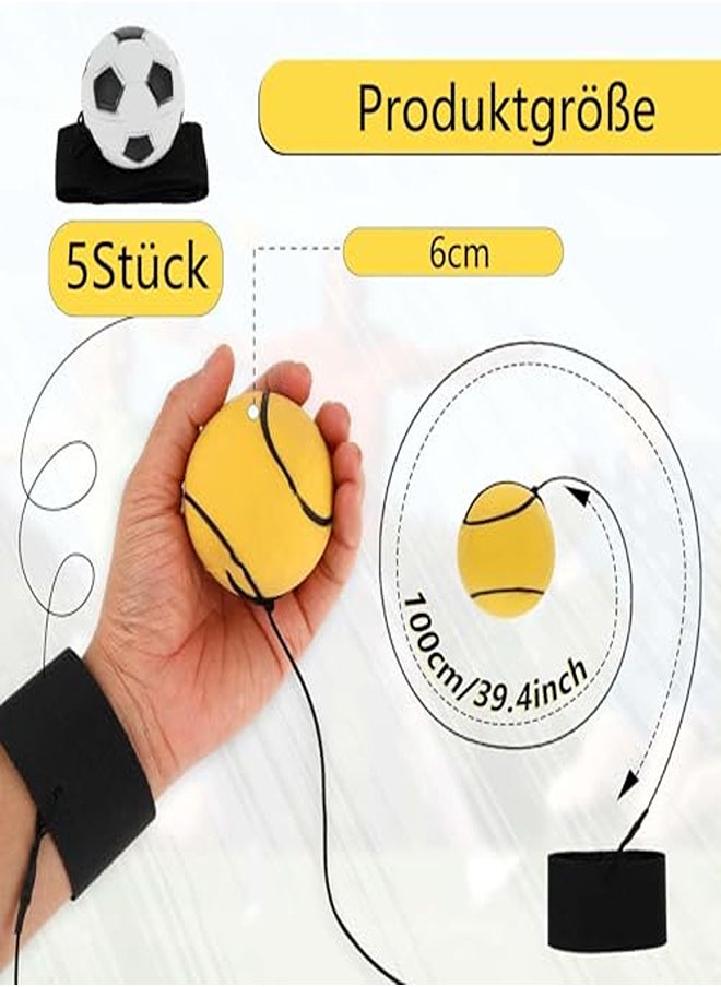 6-Piece Sports Return Ball Set – Basketball, Baseball & Football Rebound Balls 