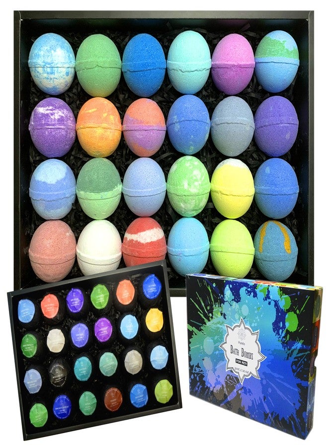Purelis Bath Bomb Gift Sets for Men. 24 Therapeutic Aromatherapy Mens Bath Bombs. Best Gift for Dad and Fathers Day Gift Sets - Image 1