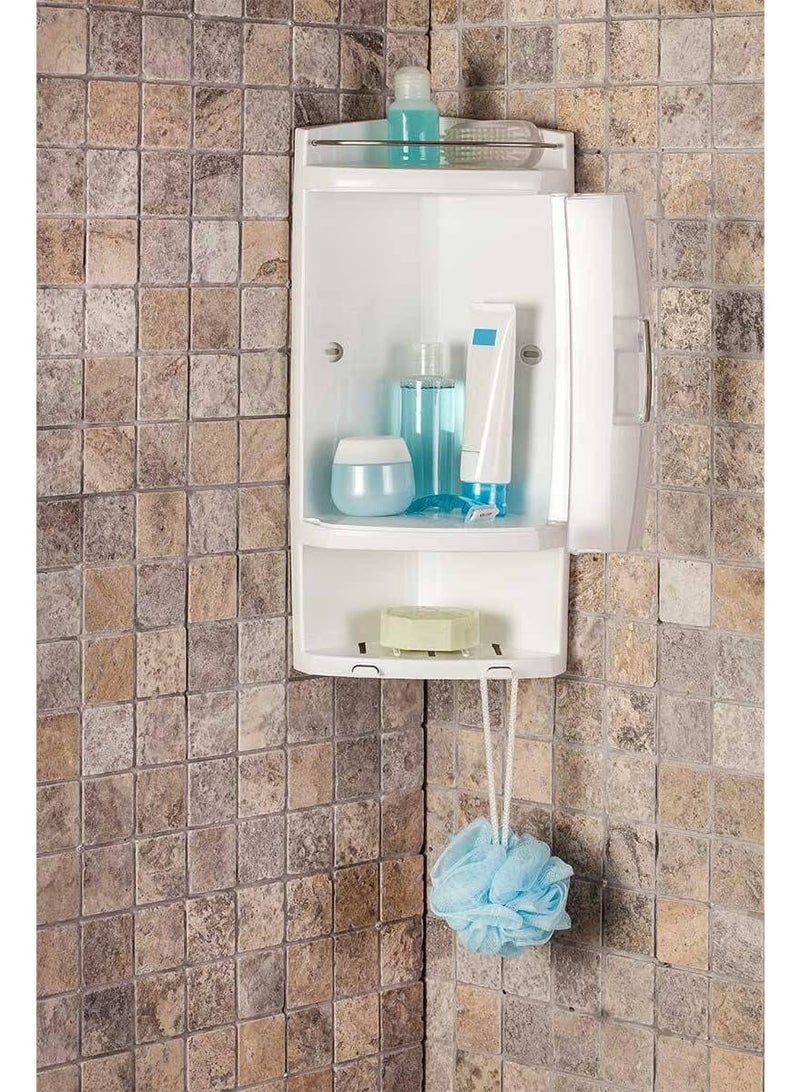 Primanova Corner Storage Cabinet Wall Mount Plastic Rust Proof Organizer With Transparent Door One Tier For Bathroom And Kitchen 21 cm x 18 cm x 49 cm - Image 3