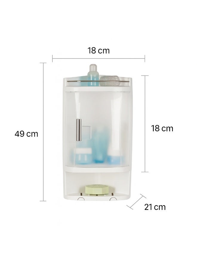 Primanova Corner Storage Cabinet Wall Mount Plastic Rust Proof Organizer With Transparent Door One Tier For Bathroom And Kitchen 21 cm x 18 cm x 49 cm - Image 5