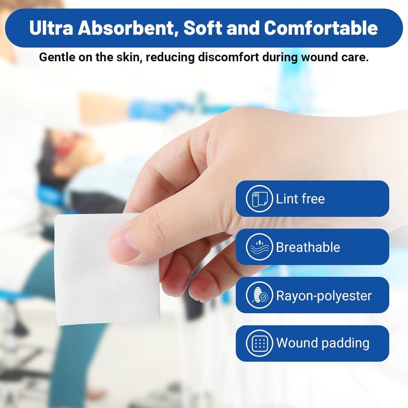 JMU NonWoven Sterile Gauze Pads 4x4 100 Pack 8Ply Individually Wrapped Sterile Gauze Pads for Wound Care First Aid  Surgical Supplies - Image 2