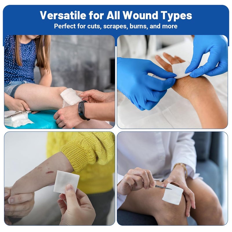 JMU NonWoven Sterile Gauze Pads 4x4 100 Pack 8Ply Individually Wrapped Sterile Gauze Pads for Wound Care First Aid  Surgical Supplies - Image 5