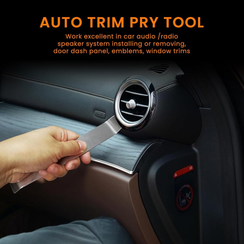 STHIRA® 6Pcs Dual Head Stainless Steel Trim Removal Tools Kit Versatile Non-Damaging Car Panel Pry Tool Kit Textured Tips for Safe Interior & Exterior Car Stereo Disassembly DIY & Professional Use - Image 3