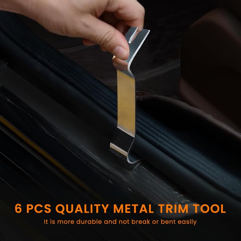 STHIRA® 6Pcs Dual Head Stainless Steel Trim Removal Tools Kit Versatile Non-Damaging Car Panel Pry Tool Kit Textured Tips for Safe Interior & Exterior Car Stereo Disassembly DIY & Professional Use - Image 5