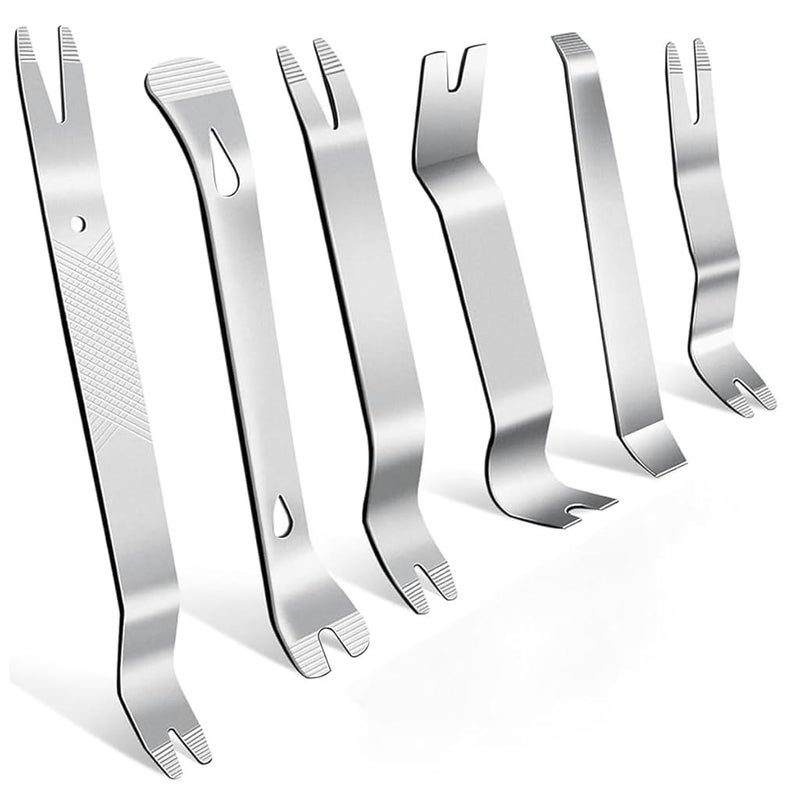 STHIRA® 6Pcs Dual Head Stainless Steel Trim Removal Tools Kit Versatile Non-Damaging Car Panel Pry Tool Kit Textured Tips for Safe Interior & Exterior Car Stereo Disassembly DIY & Professional Use - Image 1