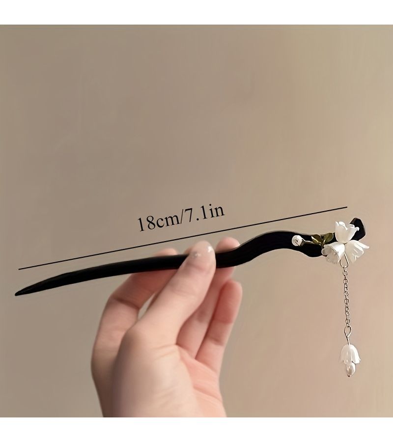 2pcs Vintage Wooden Hairpins Lily of the Valley For Chinese Outfits Updos - Image 4