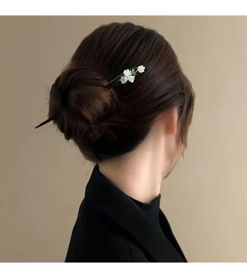 2pcs Vintage Wooden Hairpins Lily of the Valley For Chinese Outfits Updos - Image 3