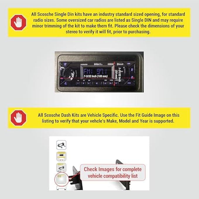 سكوش طقم لوحة القيادة Gm1483B Single Din متوافق مع شاحنات Gm كاملة الحجم المحددة موديل 199505 باللون الأسود - Image 3