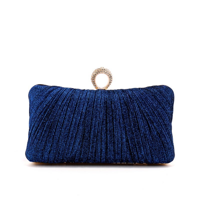 Yingmi Cross-border Explosive Pleated Dinner Bag Womens Luxury Banquet Bag with Celebrity Dress All-match Evening Bag Blue