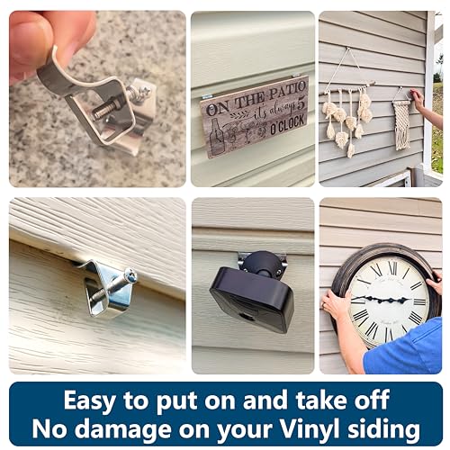 NACETURE Vinyl Siding Hooks (12 Pack) - Heavy Duty No-Hole Needed Screws, Stainless Steel Hanger for Mounting Home Security Camera, Porch Decor - Image 2