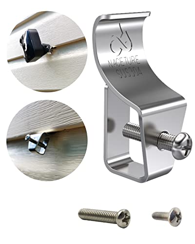 NACETURE Vinyl Siding Hooks (12 Pack) - Heavy Duty No-Hole Needed Screws, Stainless Steel Hanger for Mounting Home Security Camera, Porch Decor - Image 1