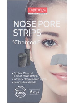 Purederm Charcoal plasters for nose pores, 6 pieces 