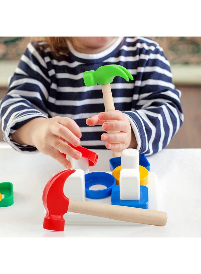 Fowecelt 2 Pack Wooden Hammer Toys Simulation Hammers Maintenance Tools Educational Toys for Kids Birthday Party Games Supplies(Red & Green) - Image 5
