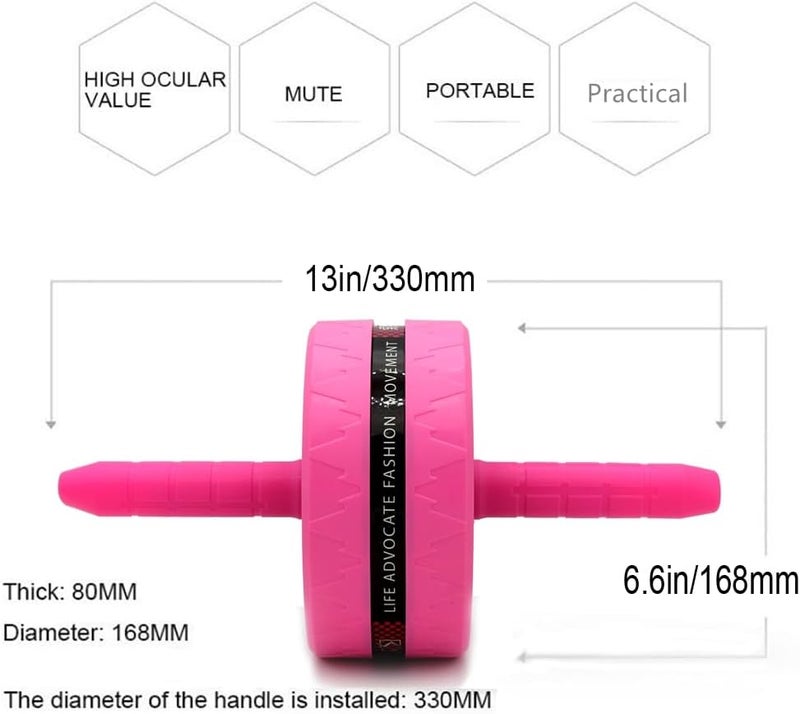 BiJun Ab Roller Wheel for Abs Workout - Complete Home Gym Set with AB Wheel Roller, Knee Mat, and Jump Rope (Pink) - Image 2