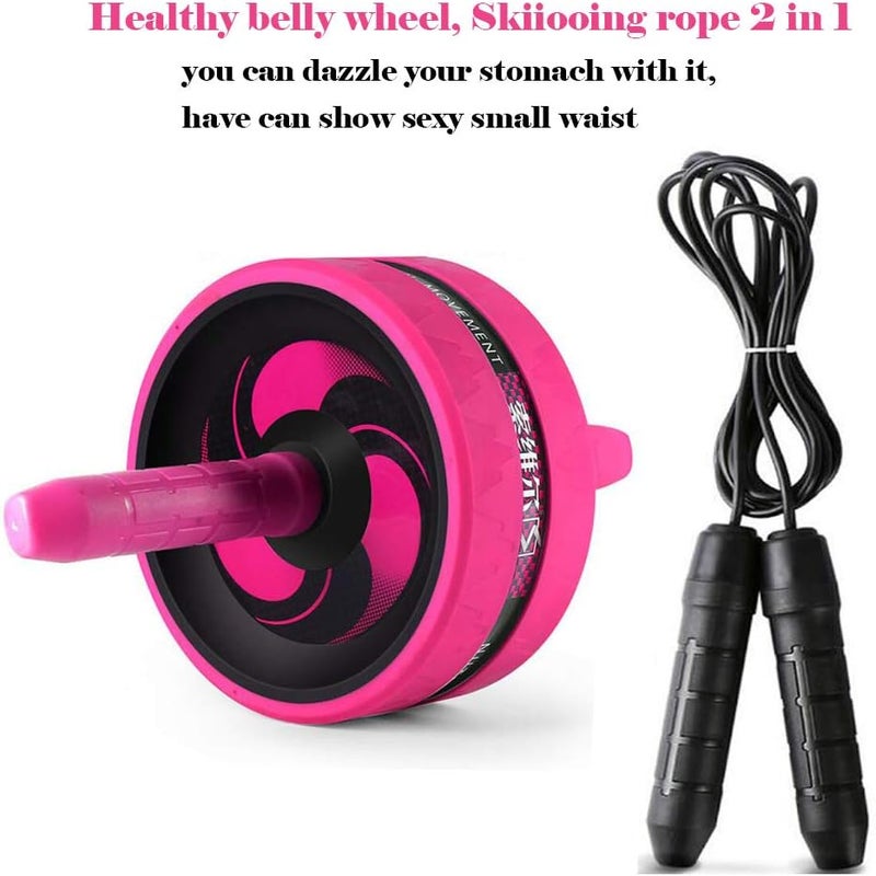 BiJun Ab Roller Wheel for Abs Workout - Complete Home Gym Set with AB Wheel Roller, Knee Mat, and Jump Rope (Pink) - Image 5