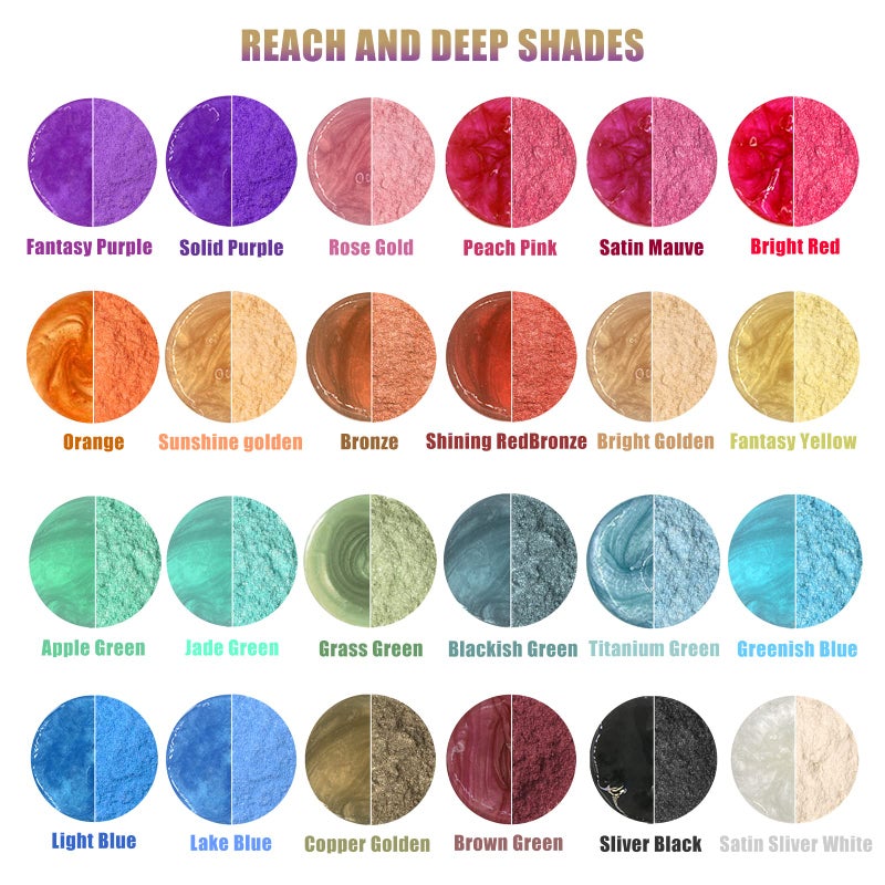 SEISSO Mica Powder 24 Color 10g Each Pack, Pigment Powder Set for Painting, Nail Polish, Fine Arts, Lip Gloss, Makeup, Bath Bomb, Handmade Soap Making and Epoxy Resin - Image 2