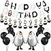 Aoriher 48 Piece Penguin Party Decorations Happy Birthday Banner Walking Penguin Balloons Cake Toppers Latex Balloons for Baby Shower or Winter Theme Celebrations - Image 2