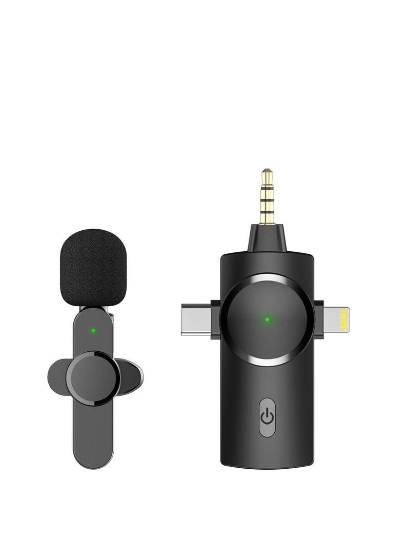 GULFLINK GULFLINK Multifunctional 3 in 1 receiver wireless recording microphone lavalier collar lapel microphone use for smartphone PC Camera - Image 1