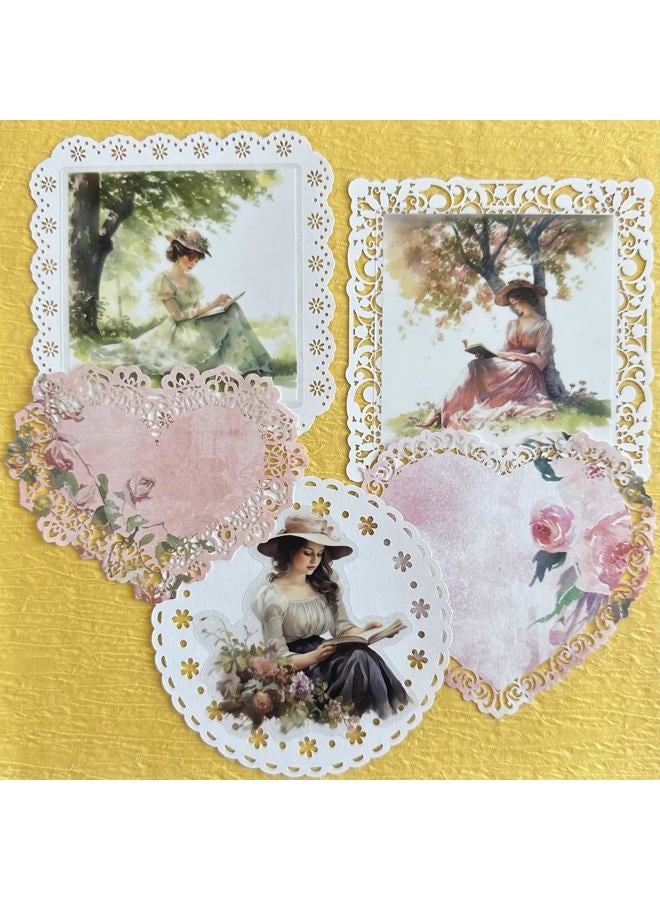 XERE 20 PCS Lace Paper Scrapbook Supplies, Decorative Paper Cutouts for Embellishments, Handmade Card Making, Junk Journal, Mixed Media Art (Pink Heart Lace Paper) - Image 5