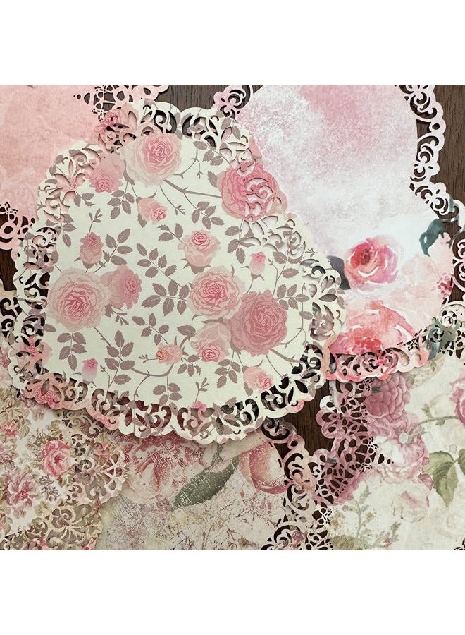XERE 20 PCS Lace Paper Scrapbook Supplies, Decorative Paper Cutouts for Embellishments, Handmade Card Making, Junk Journal, Mixed Media Art (Pink Heart Lace Paper) - Image 3