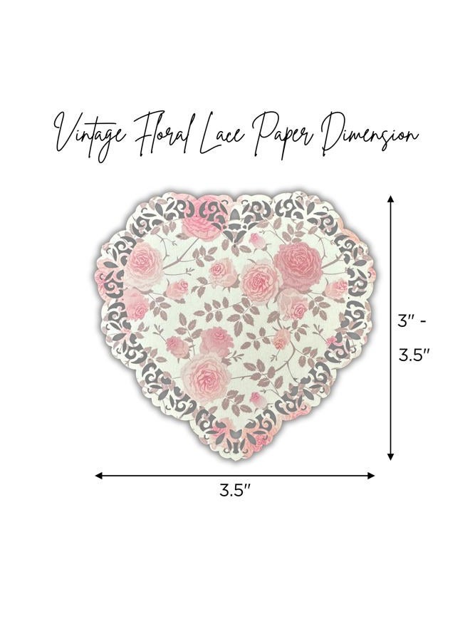 XERE 20 PCS Lace Paper Scrapbook Supplies, Decorative Paper Cutouts for Embellishments, Handmade Card Making, Junk Journal, Mixed Media Art (Pink Heart Lace Paper) - Image 2