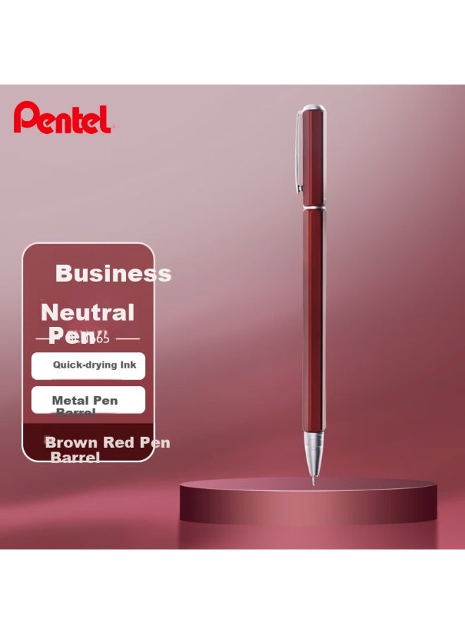 Pentel 0.5Mm Business Neutral Pen With Metal Barrel Office Financial Signature Pen Quick-Drying Water Pen Bln665E-Ae Brownish Red - Image 1