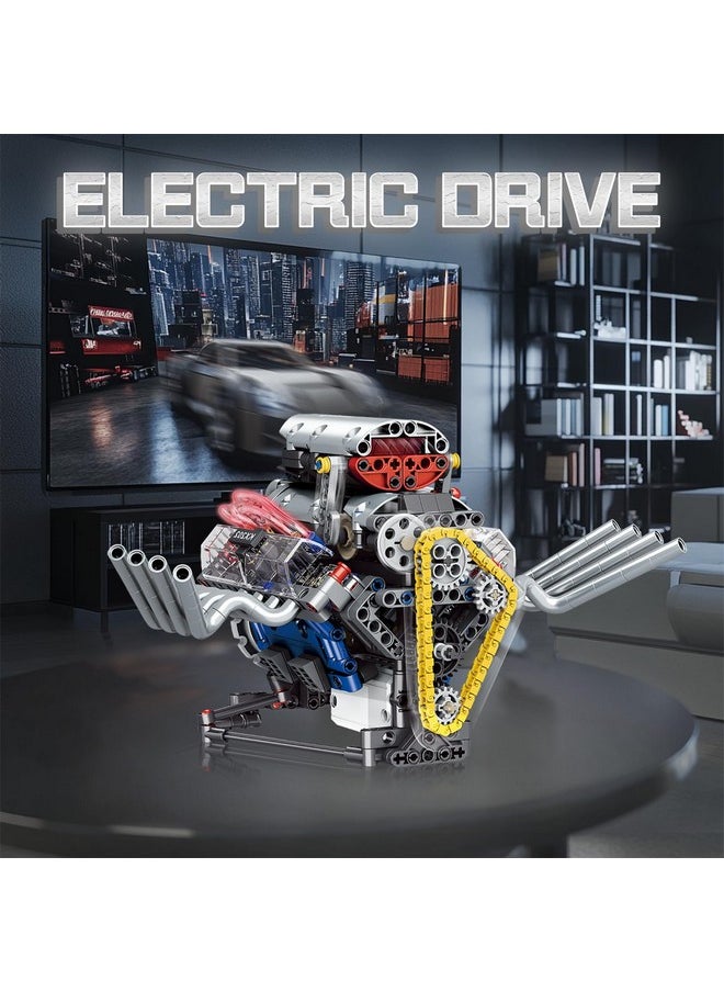 LITTCO LITTCO V8 Engine Model Kit that Works, Controllable Model Kit with LED Lights and Sound Effects for STEM Learning, Collectible Set for Adults, Building Blocks Sets for Kids Children Boys Girl - 665PCS  - Image 2