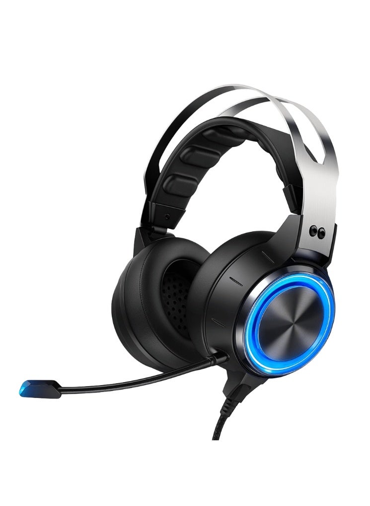 K15 Pro 7.1 Gaming Headset – Surround Sound – LED Lighting – High-Sensitivity Professional Microphone – Comfortable Leather Cushions – Wired 3.5mm + USB – Black - Image 1