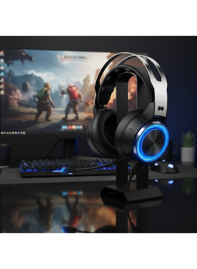K15 Pro 7.1 Gaming Headset – Surround Sound – LED Lighting – High-Sensitivity Professional Microphone – Comfortable Leather Cushions – Wired 3.5mm + USB – Black - Image 5