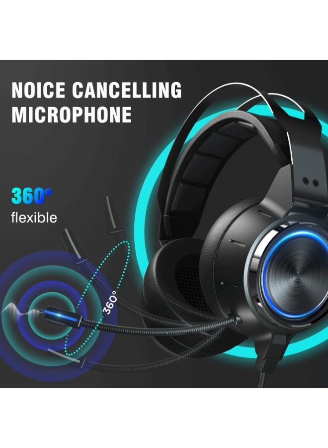 K15 Pro 7.1 Gaming Headset – Surround Sound – LED Lighting – High-Sensitivity Professional Microphone – Comfortable Leather Cushions – Wired 3.5mm + USB – Black - Image 4